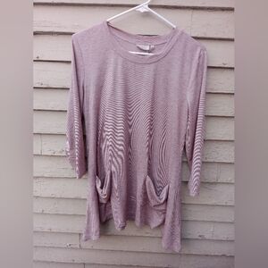 LOGO by Lori Goldstein Mauve Long Sleeve Top with Pockets